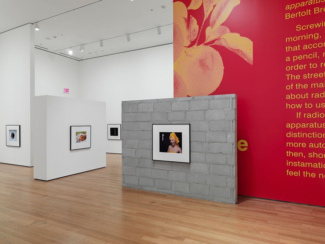Installation view of the exhibition, Christopher Williams: Production Line of Happiness, at the Museum of Modern Art, New York, dated 2014.