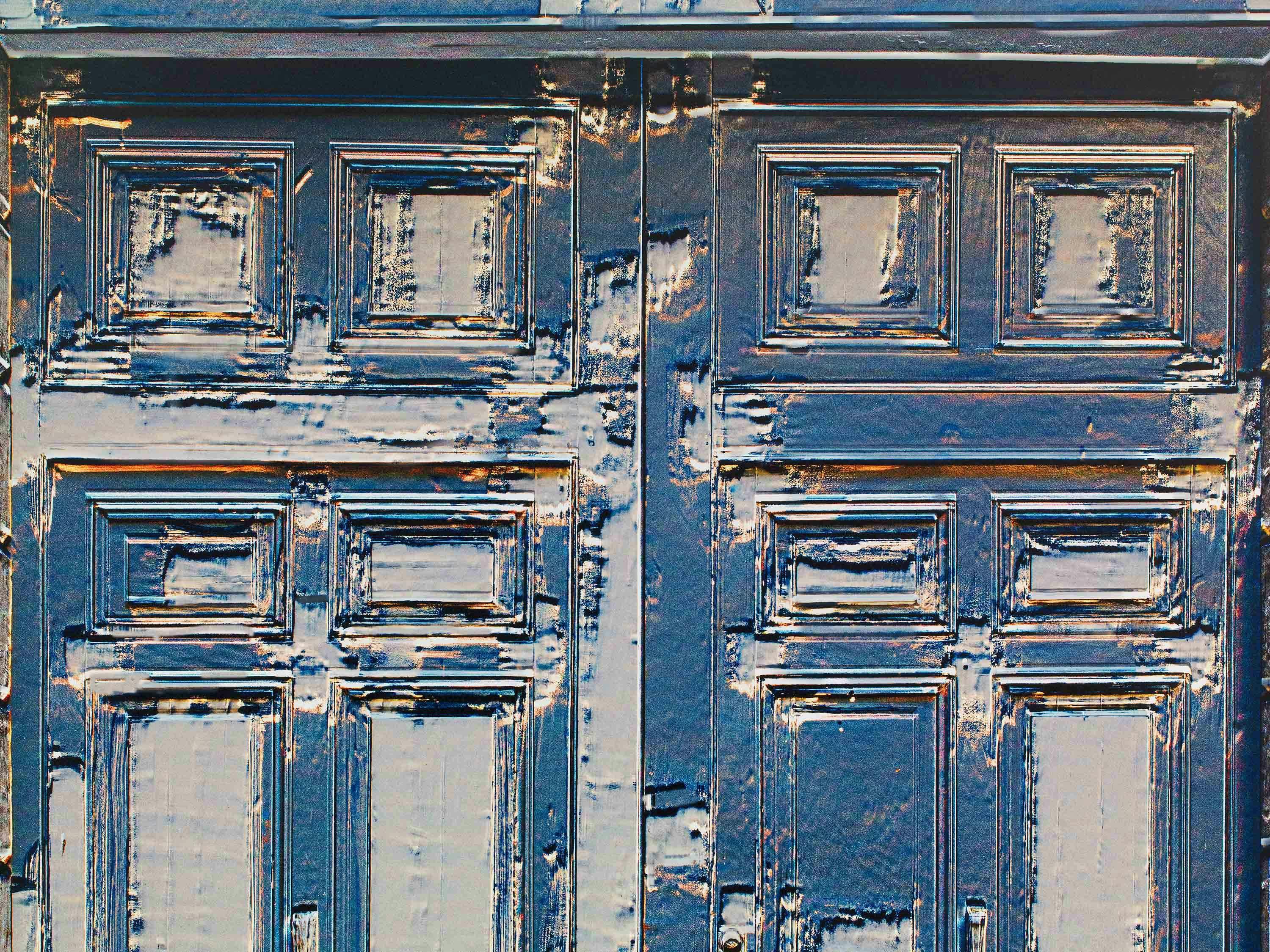A detail from a photograph by James Welling, titled Paris Door, dated in 2017 and 2023.