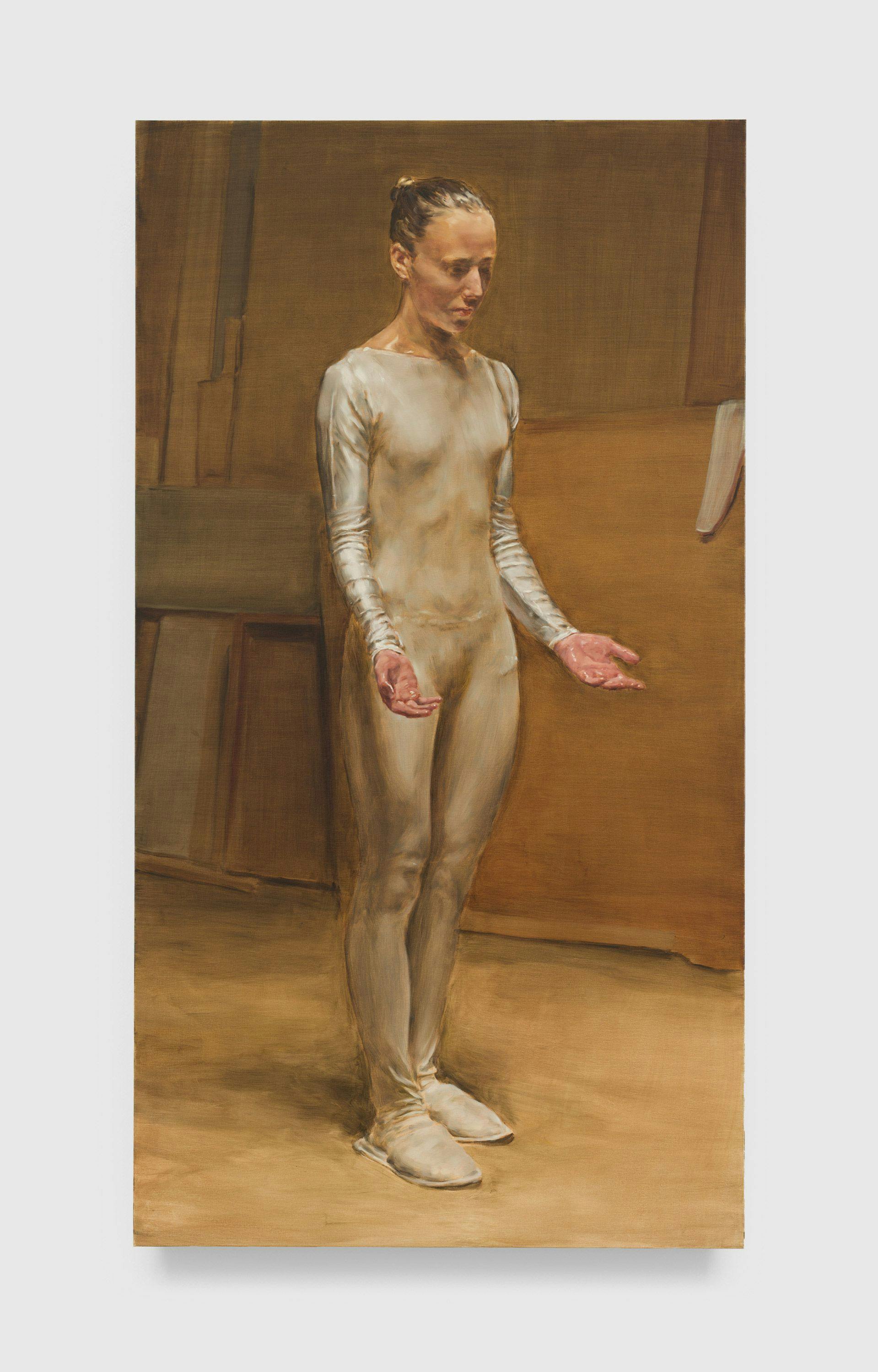 A painting by Michaël Borremans, titled The Virgin, dated 2013.