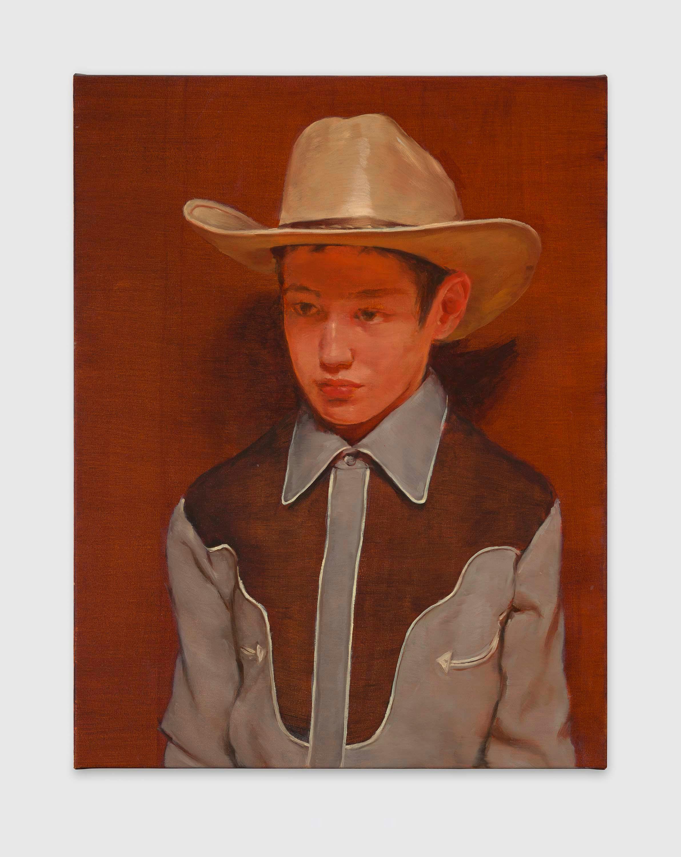 A painting by Michaël Borremans, titled The Talent, dated 2023.