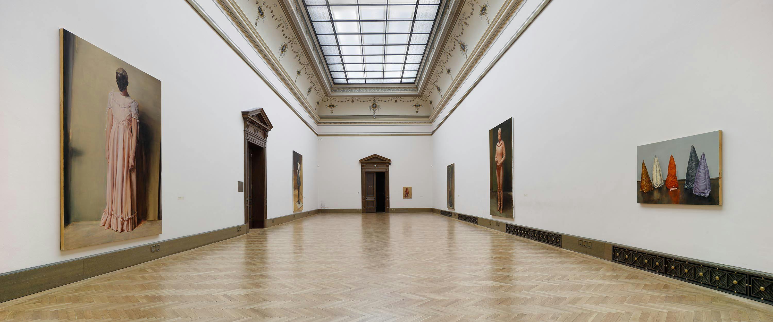 Installation view of an exhibition titled, Michaël Borremans: The Duck, at Galerie Rudolfinum in Prague, dated 2020.